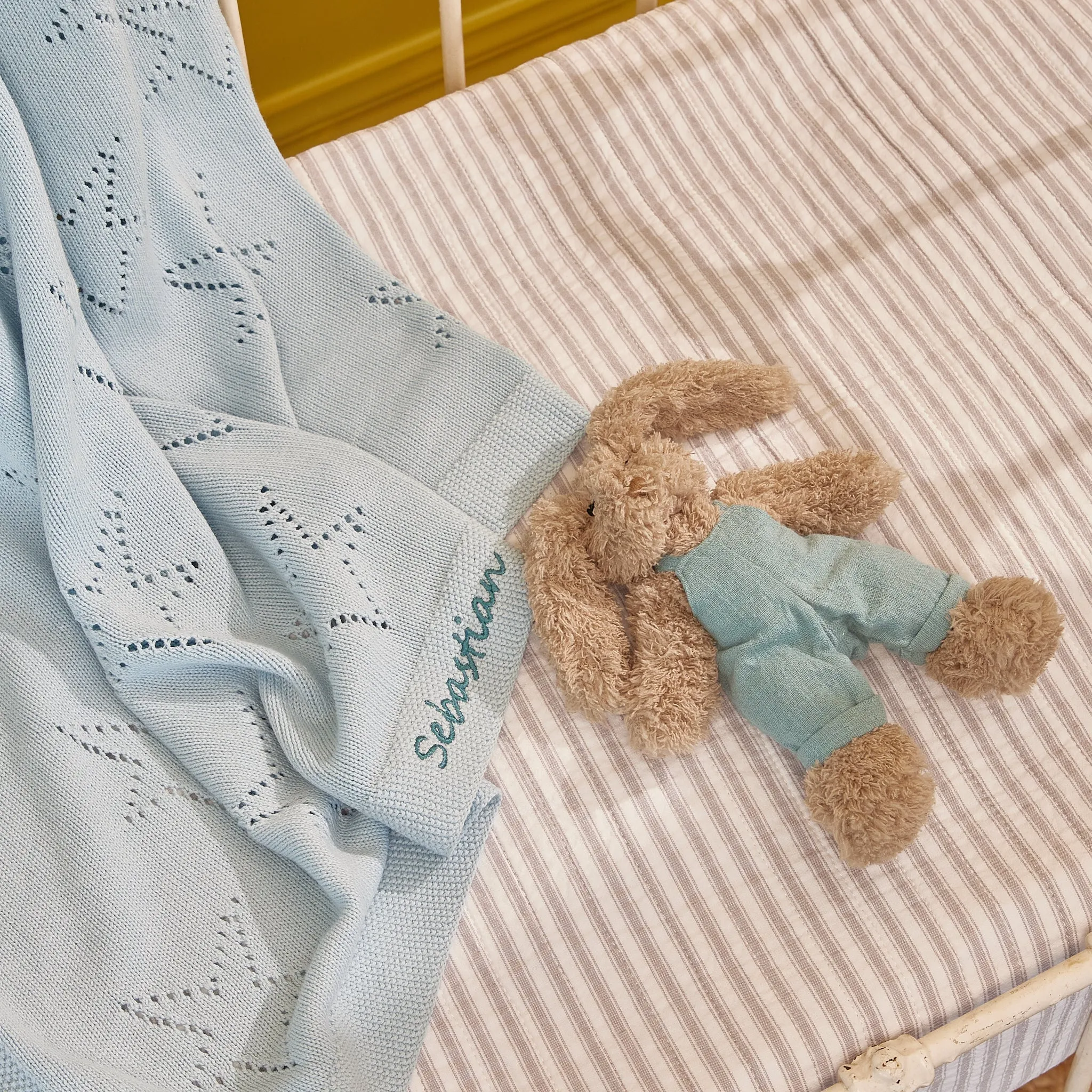 Personalised Blanket with Baby Bunny - Blue