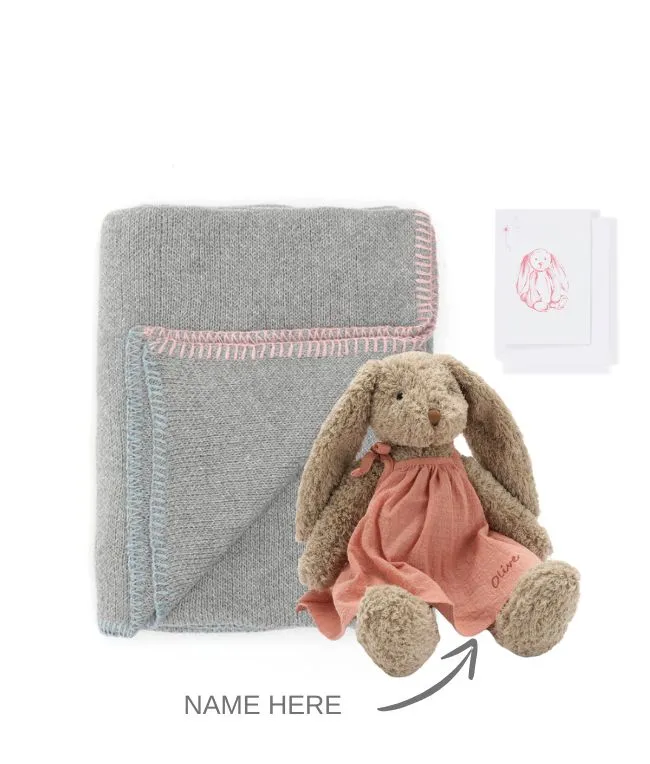 Personalised Bunny & Blankie Bundle - Pink