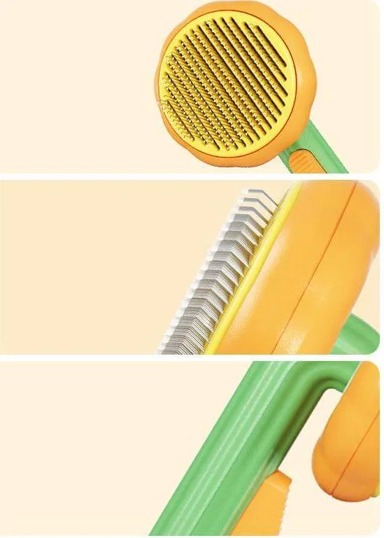 Pet Self-Cleaning Pumpkin Brush for Shedding & Grooming for Long Short Haired Cat Dog