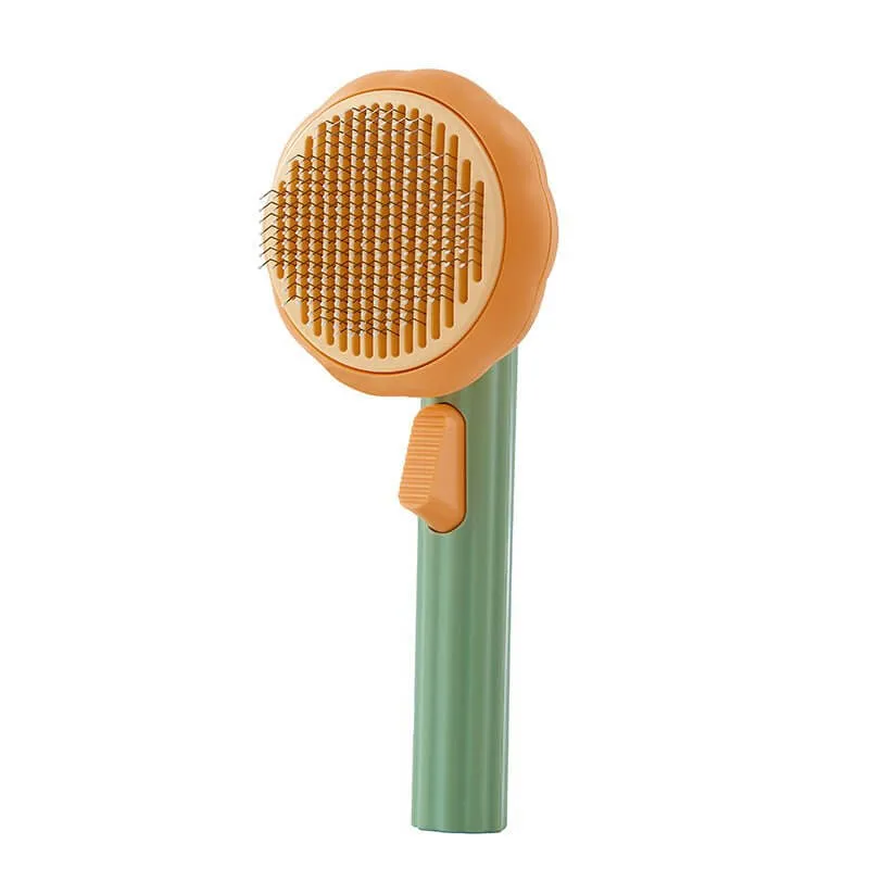 Pet Self-Cleaning Pumpkin Brush for Shedding & Grooming for Long Short Haired Cat Dog