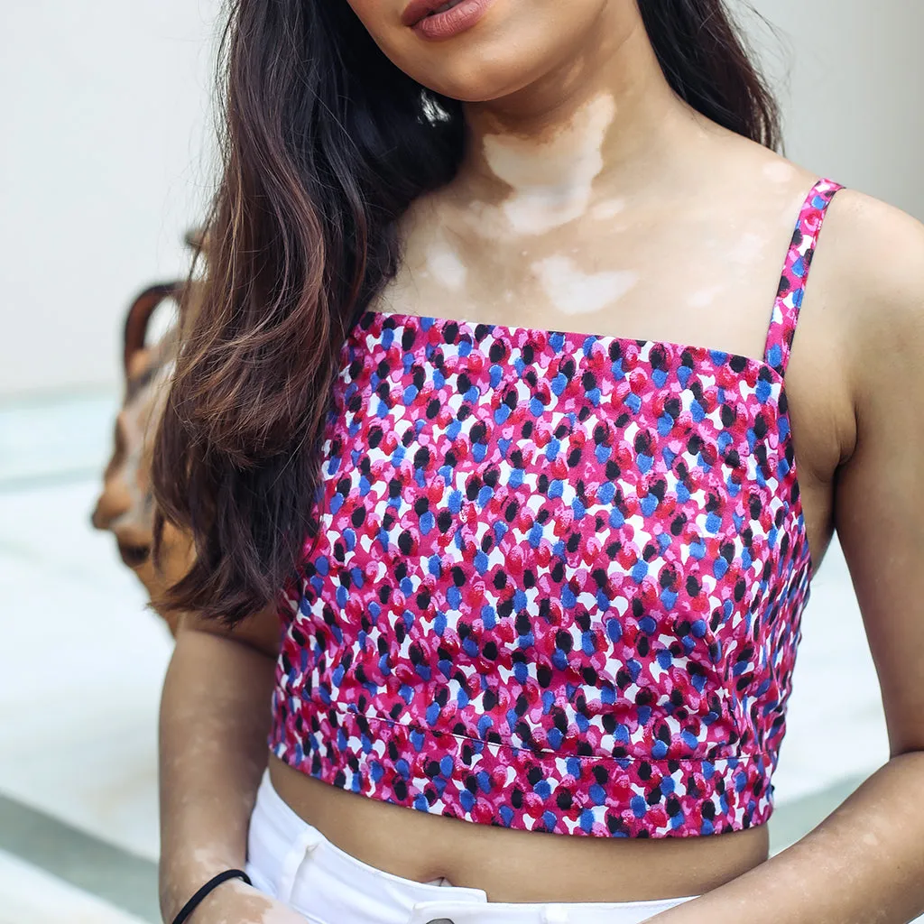 Pink patterened crop top