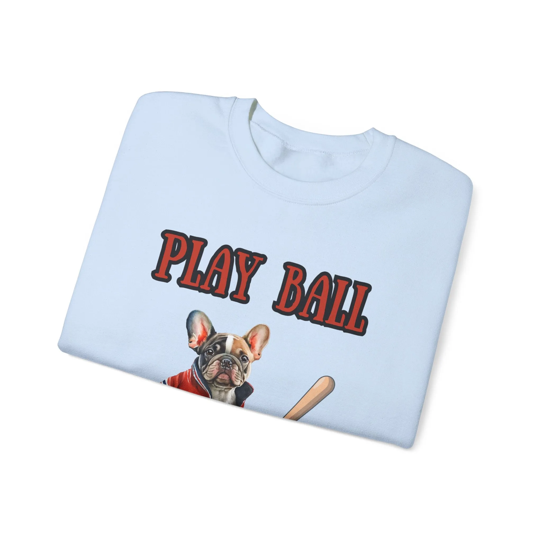 Play Ball Frenchie Lover Crewneck Pullover Sweatshirt Customize Your Name, Gift for Her, Gift for Him, Holiday Gift, Baseball Lover, Frenchie Lover