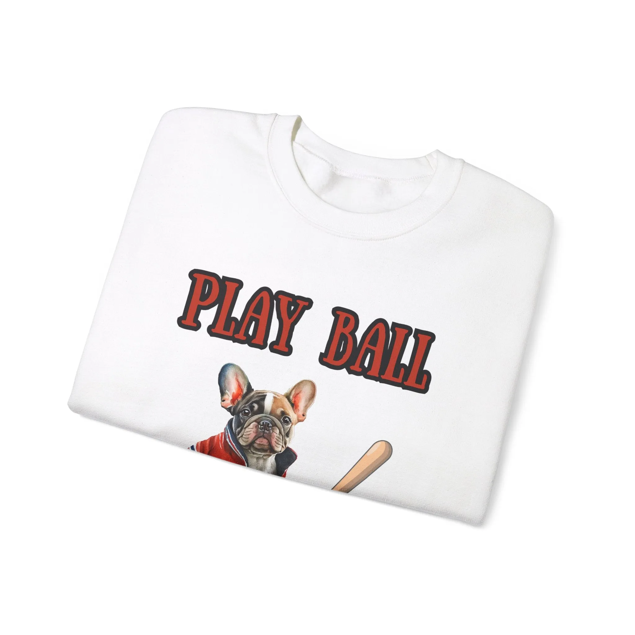 Play Ball Frenchie Lover Crewneck Pullover Sweatshirt Customize Your Name, Gift for Her, Gift for Him, Holiday Gift, Baseball Lover, Frenchie Lover