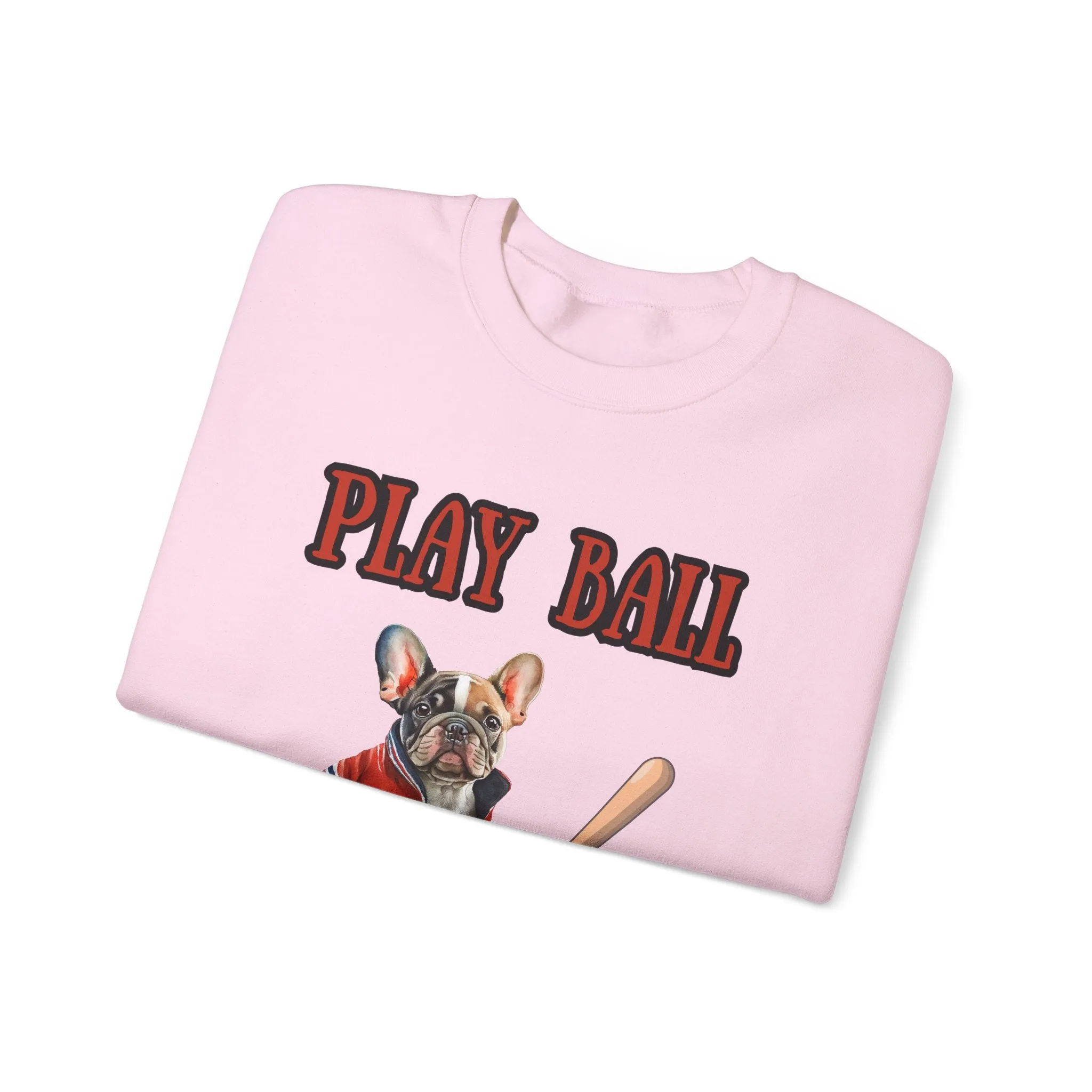 Play Ball Frenchie Lover Crewneck Pullover Sweatshirt Customize Your Name, Gift for Her, Gift for Him, Holiday Gift, Baseball Lover, Frenchie Lover