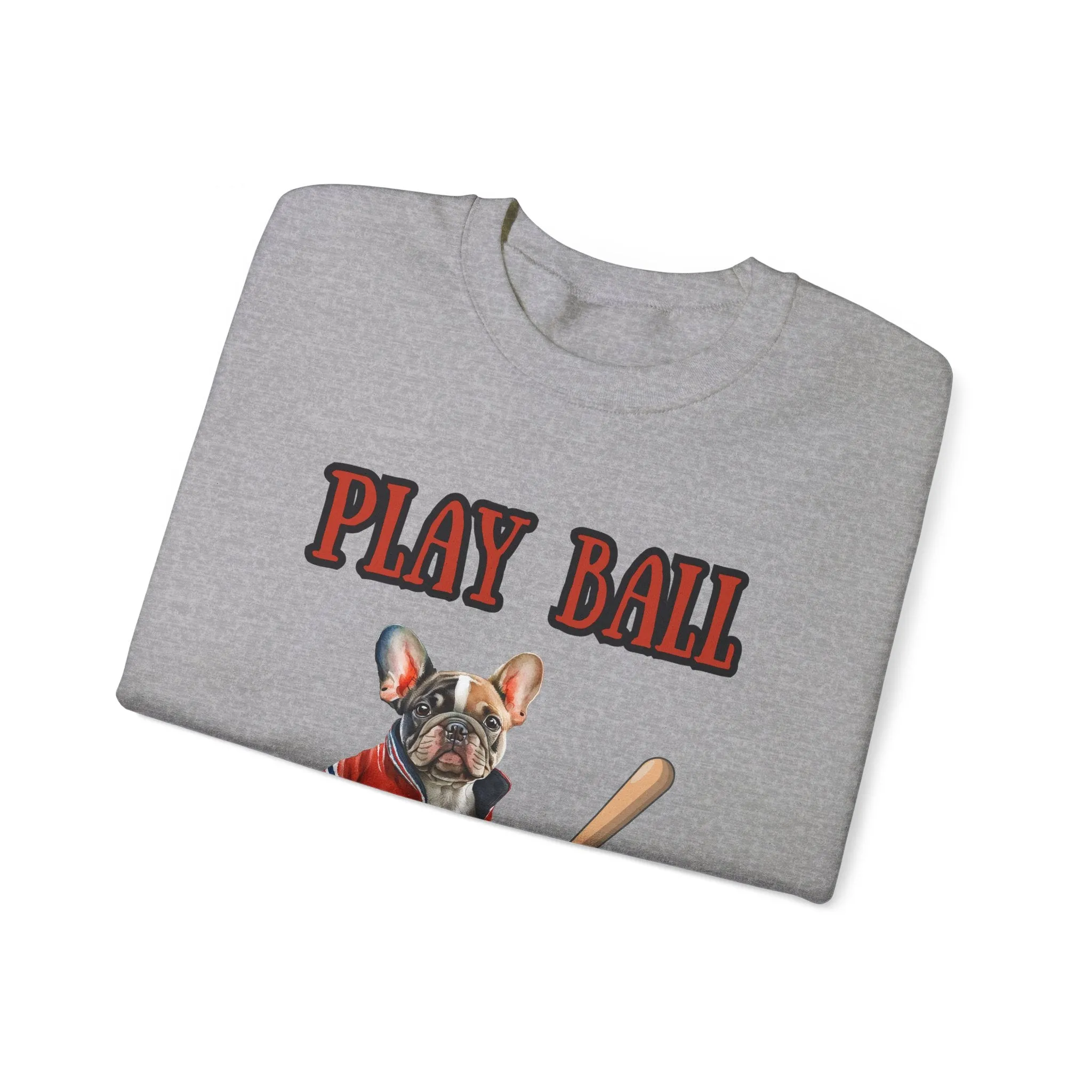 Play Ball Frenchie Lover Crewneck Pullover Sweatshirt Customize Your Name, Gift for Her, Gift for Him, Holiday Gift, Baseball Lover, Frenchie Lover