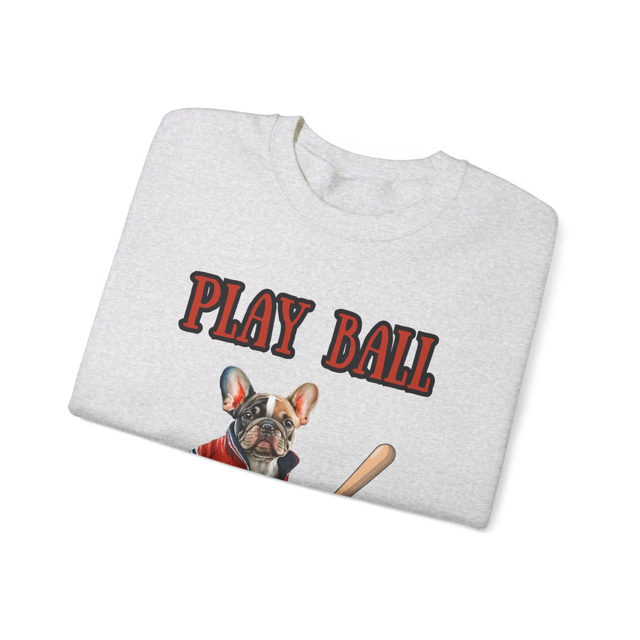 Play Ball Frenchie Lover Crewneck Pullover Sweatshirt Customize Your Name, Gift for Her, Gift for Him, Holiday Gift, Baseball Lover, Frenchie Lover