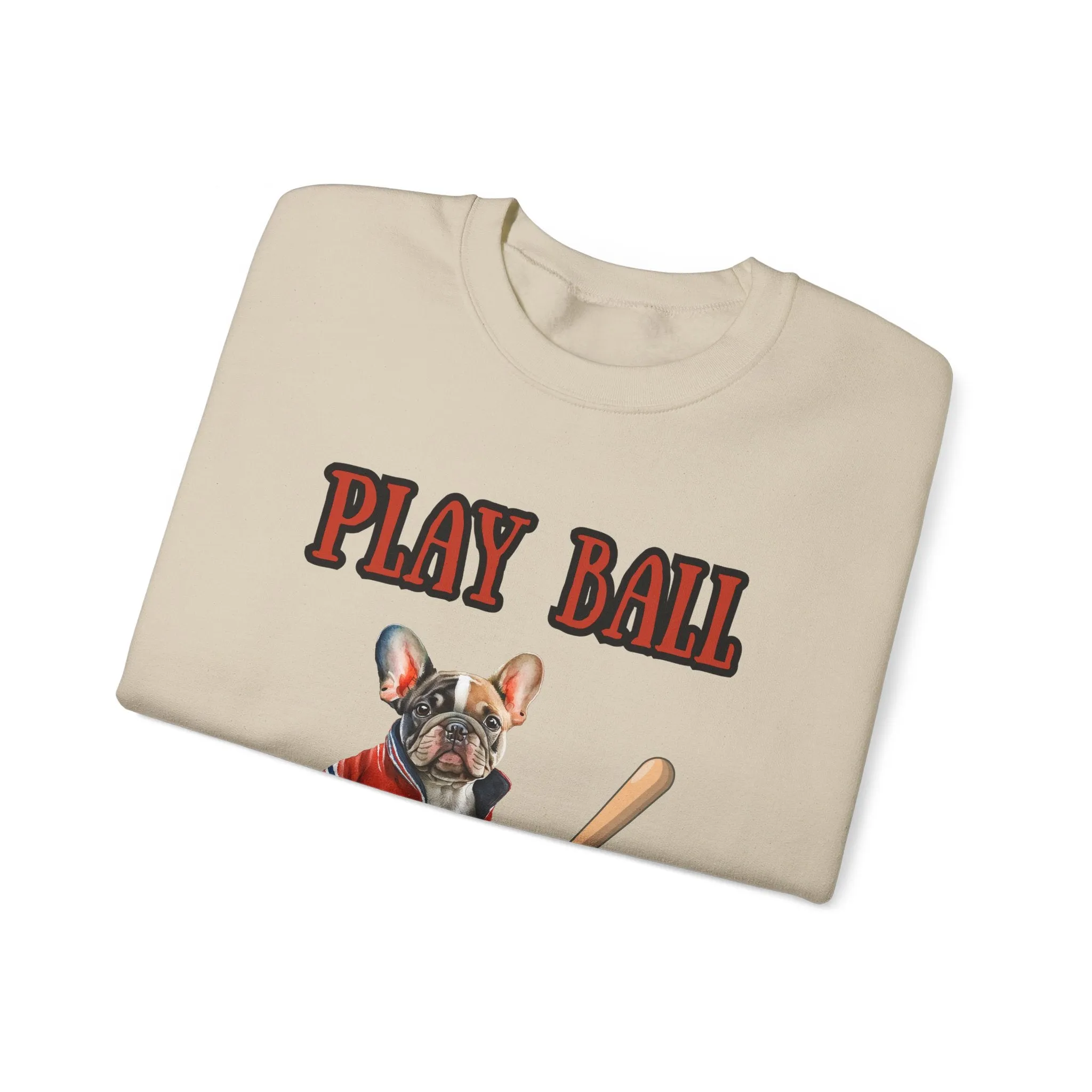 Play Ball Frenchie Lover Crewneck Pullover Sweatshirt Customize Your Name, Gift for Her, Gift for Him, Holiday Gift, Baseball Lover, Frenchie Lover