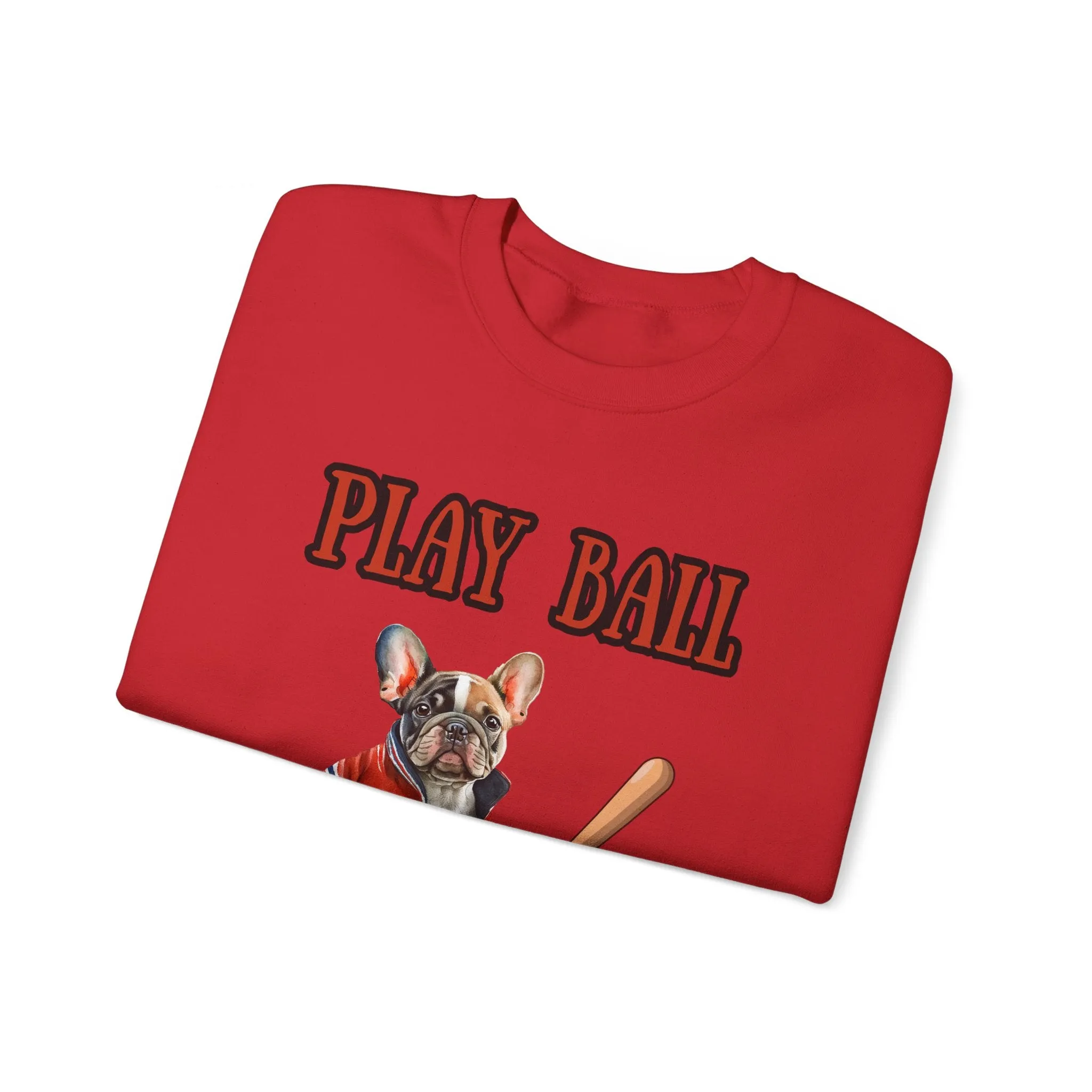 Play Ball Frenchie Lover Crewneck Pullover Sweatshirt Customize Your Name, Gift for Her, Gift for Him, Holiday Gift, Baseball Lover, Frenchie Lover