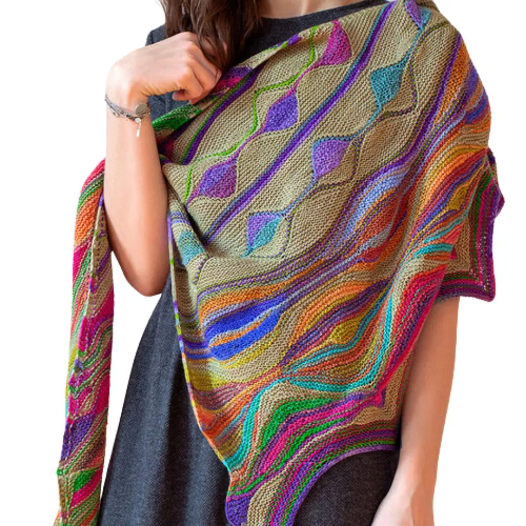 Positive Vibrations Shawl Kit | Yarn Art of Elegant Shapes and Colors