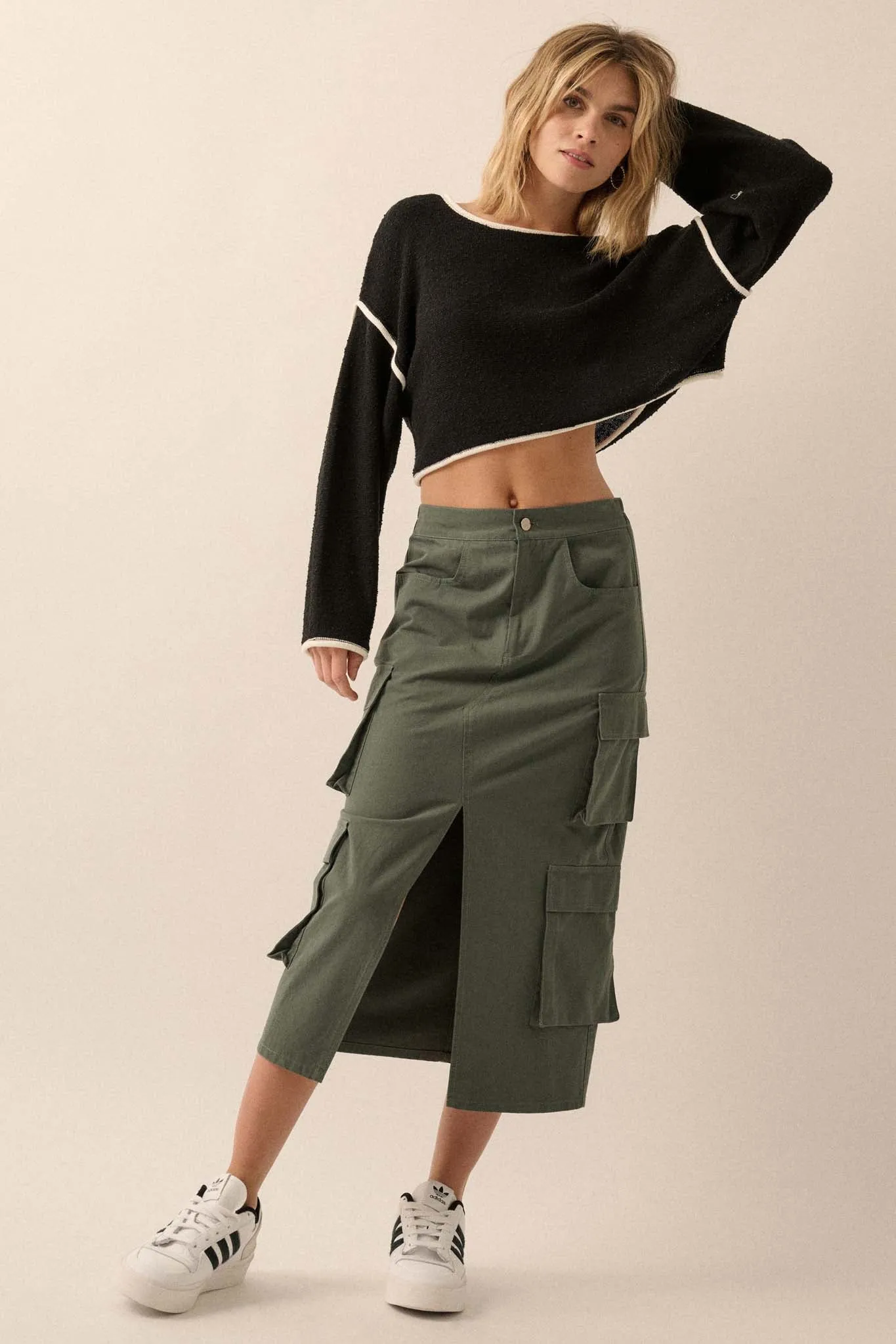 Practically Perfect Cargo Midi Pencil Skirt