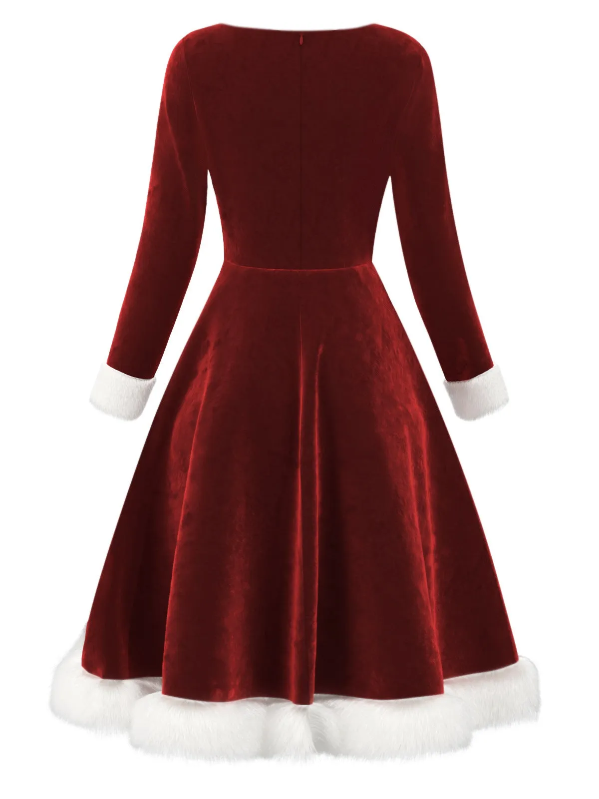 [Pre-Sale] Red 1950s Velvet Plush & Plaid Patchwork Dress