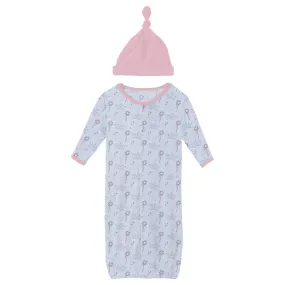 Print Layette Converter Gown & Hat Set Dew Magical Princess