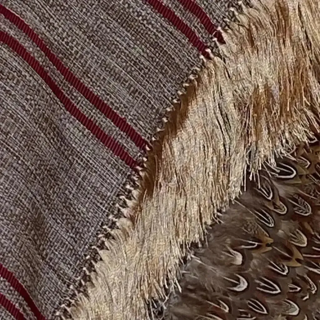 Purepecha rebozo with fringe and feathers