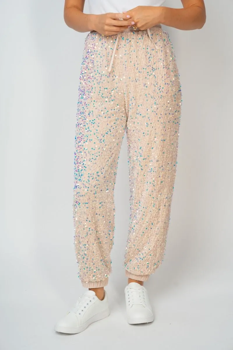 "Disco Diva" Velvet and Sequin Joggers (Multiple Colors)