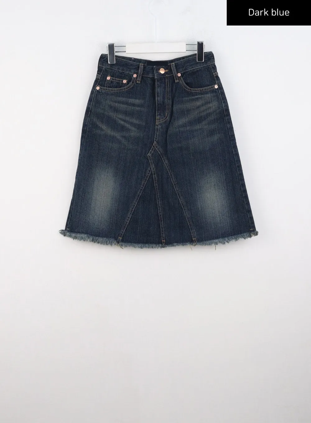 Raw Hem Midi Denim Skirt CO319