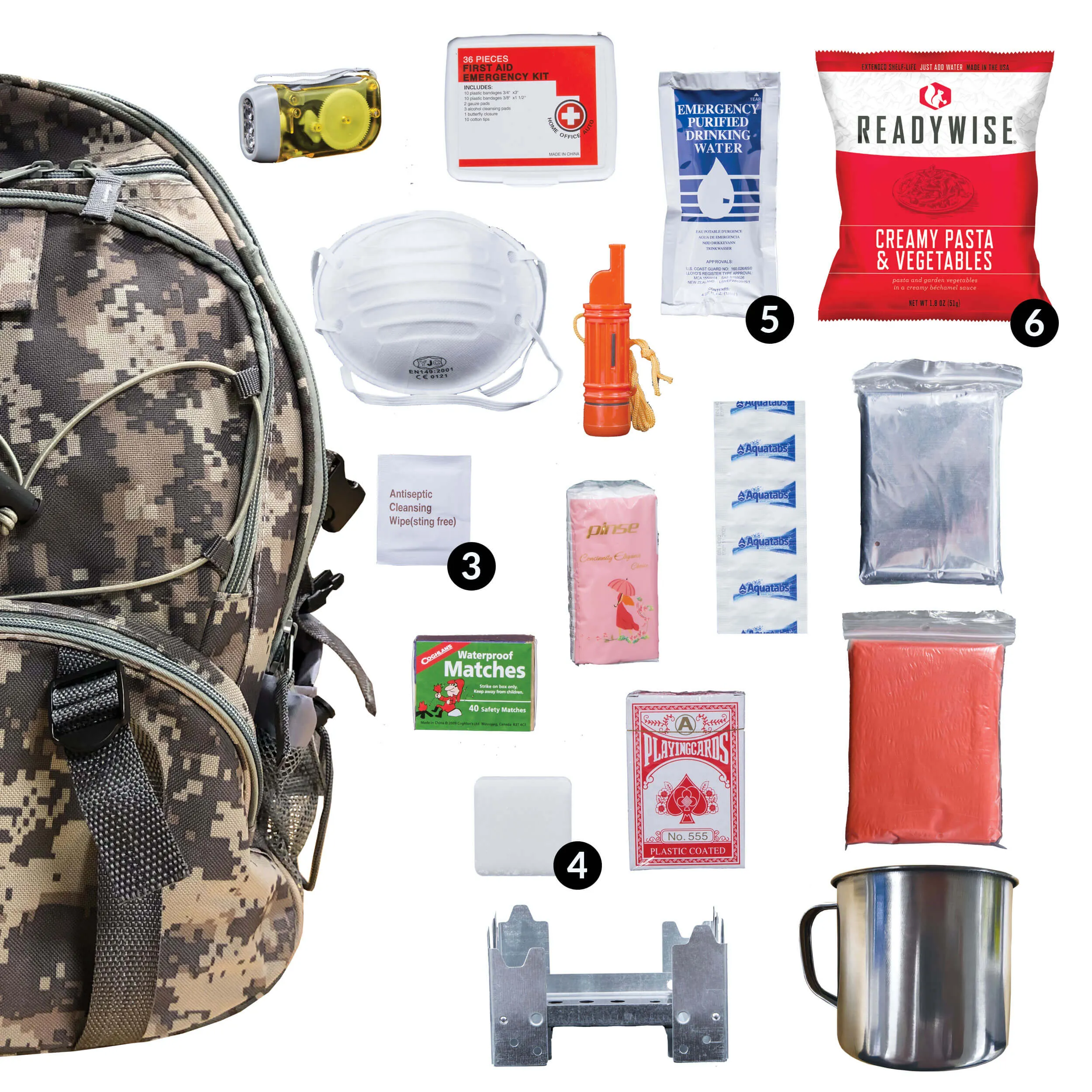 ReadyWise - 64 Piece Survival Backpack (Camo)