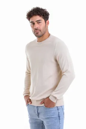 Regular Fit Cotton Cream Crewneck Sweater