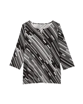 Rico Printed Cotton Knit Top | Black / White