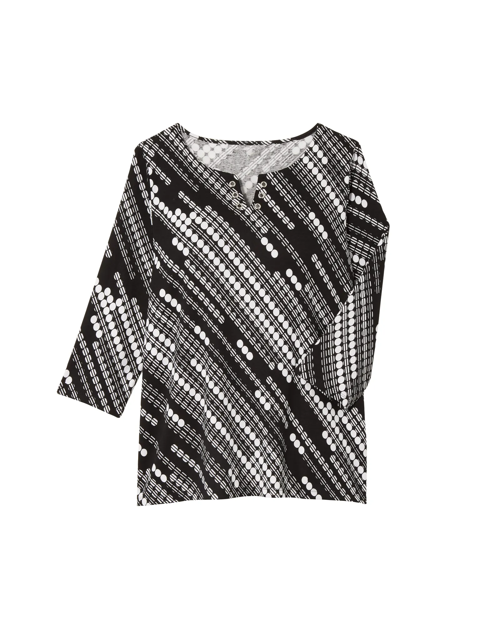 Rico Printed Cotton Knit Top | Black / White