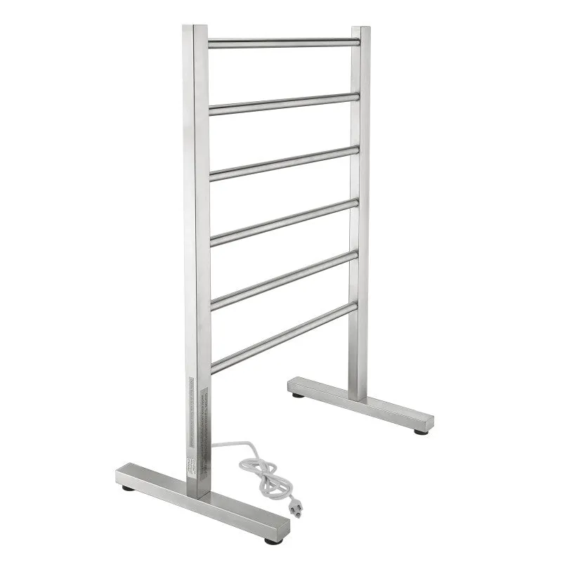 Riposte Series 6-Bar Stainless Steel Floor Mounted Electric Towel Warmer Rack-Brushed Nickel