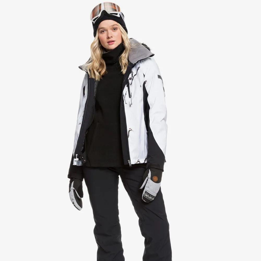 Roxy Jet Ski Premium Snowboard/Ski Jacket - White Birds