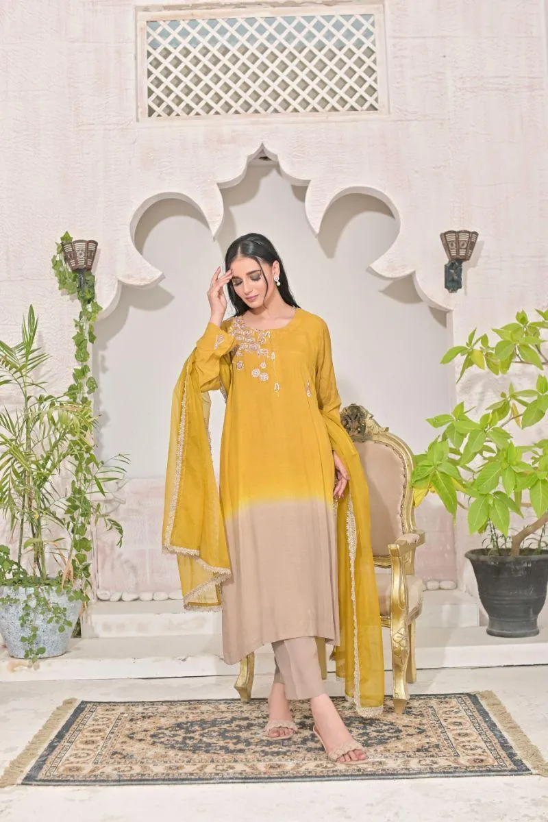 Ruby Couture - Intiha-e-hussan - Raw Silk & Organza - 3 Piece