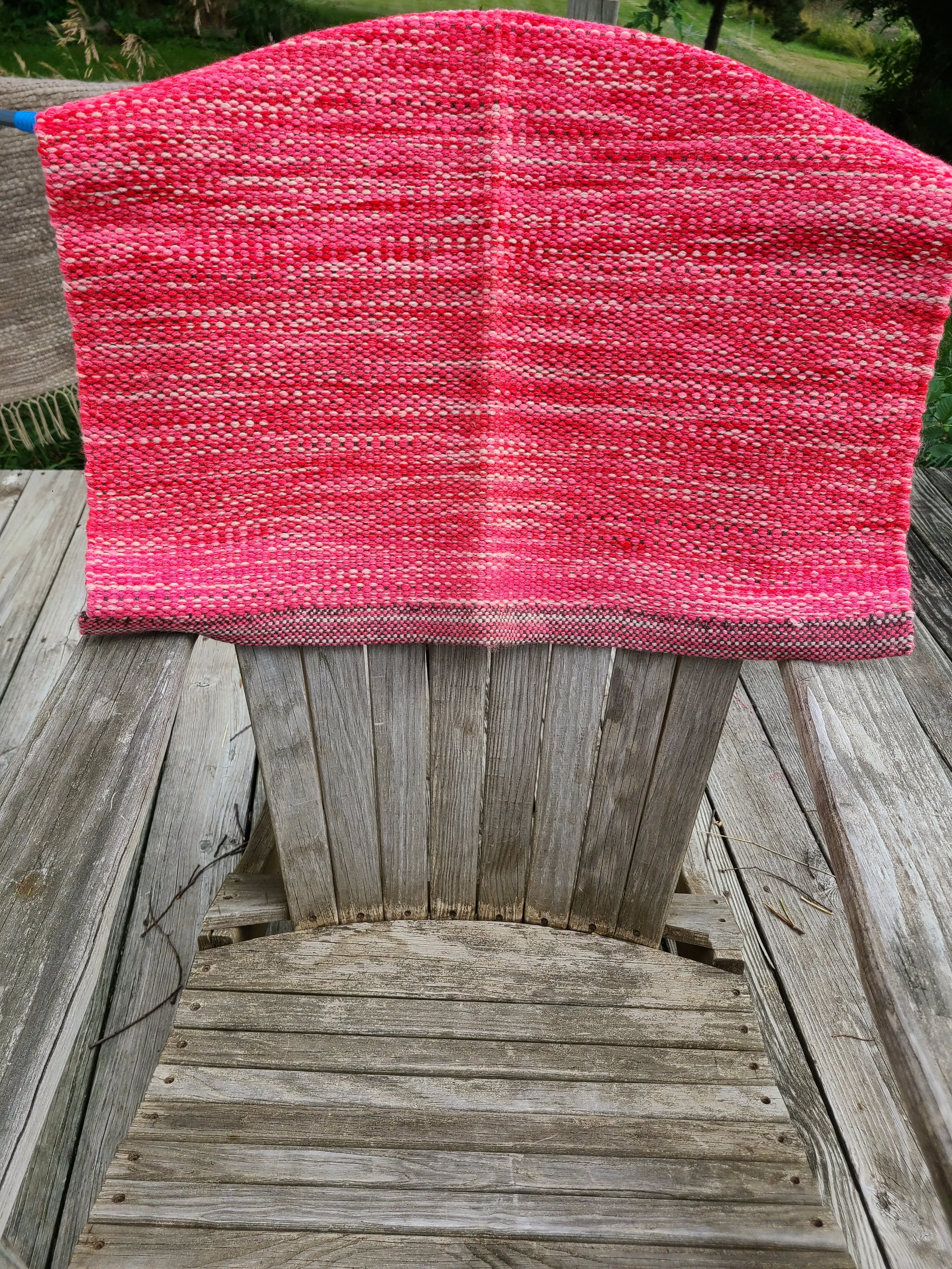 Rug- Saddleblanket HandWoven Romney Wool- "Tough in Pink" - 38.5" x 32"