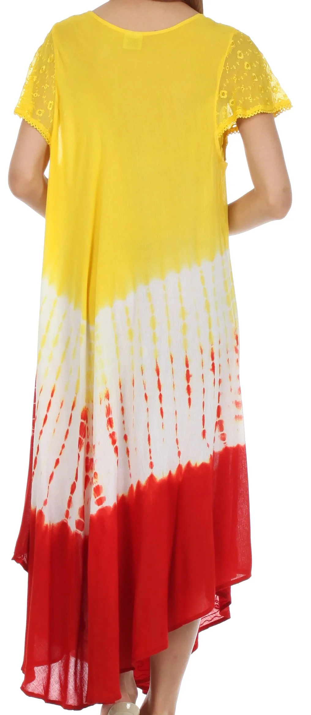 Sakkas Multi Color Tie Dye Cap Sleeve Caftan Dress / Cover Up