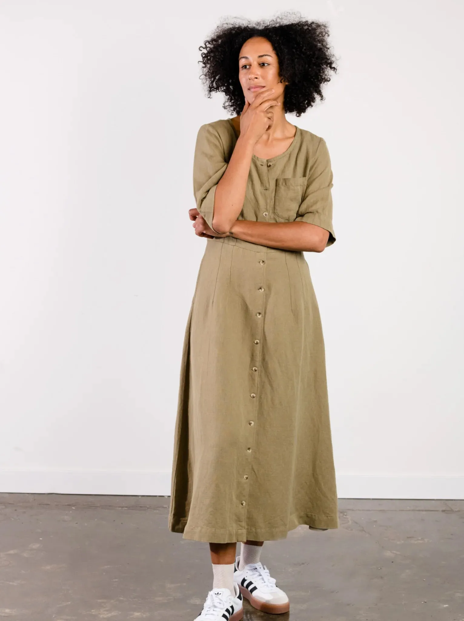 Sierra Utility Midi Dress - Dusky Green