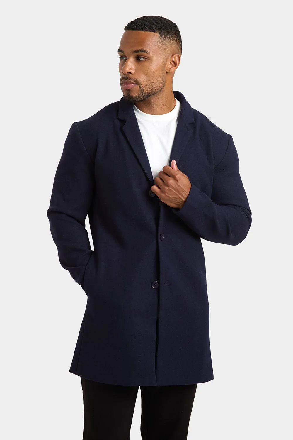 Single Breasted Overcoat in Navy