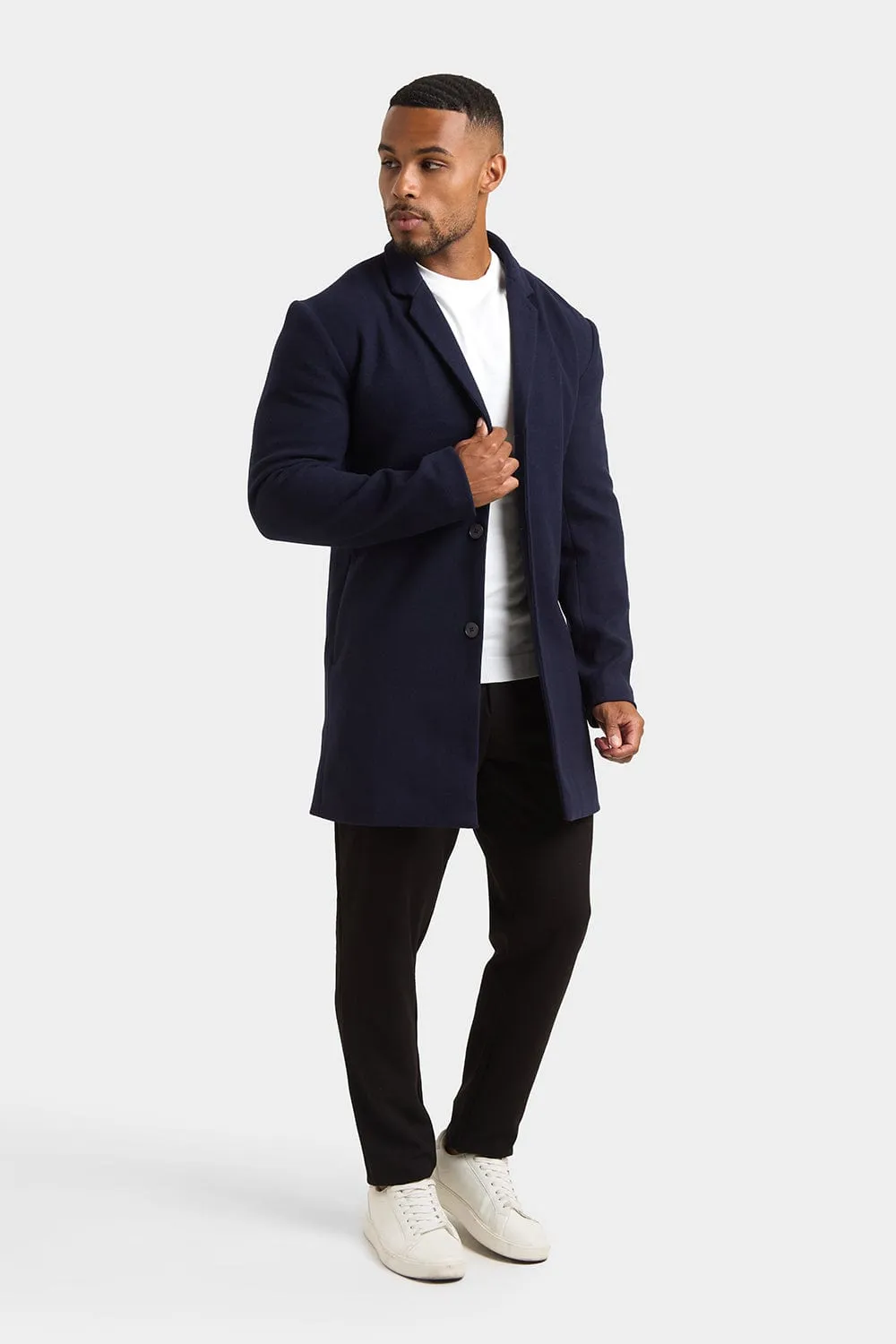 Single Breasted Overcoat in Navy