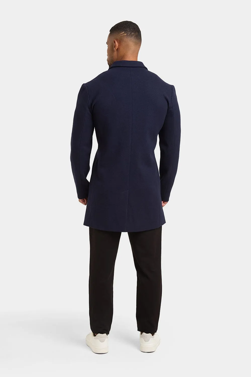 Single Breasted Overcoat in Navy