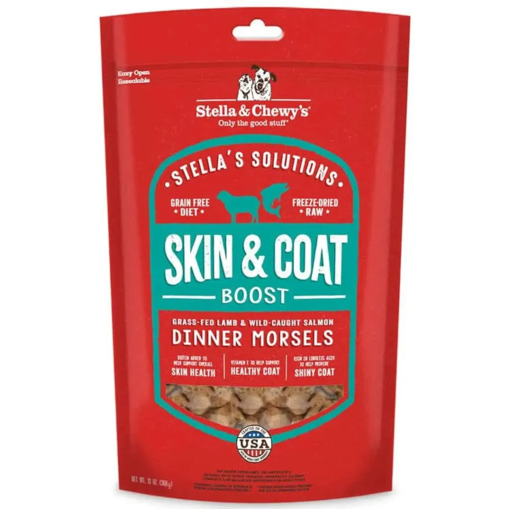 Stella's Solutions Skin & Coat Boost Freeze Dried Grass-Fed Lamb & Wild-Caught Salmon - Dinner Morsels Dog Food