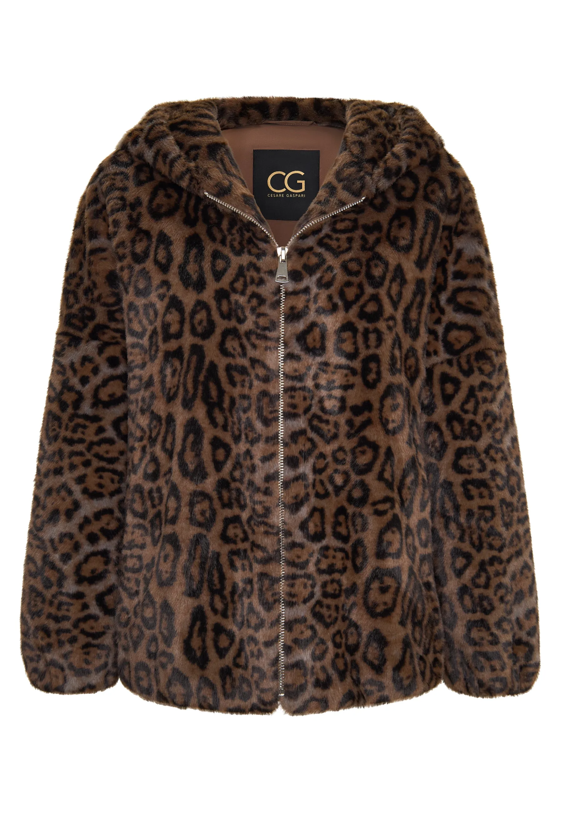 Stylish Hooded Faux Fur Jacket Reyna - Leopard