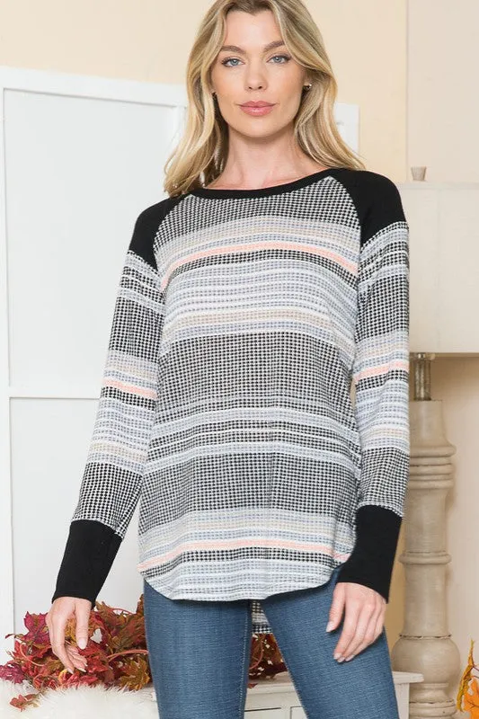 Textured Stripe Knit Top