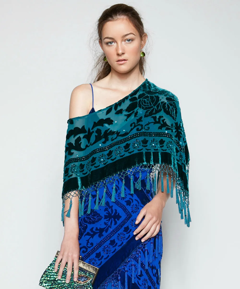 THE RHIANNON SHAWL IN TEAL