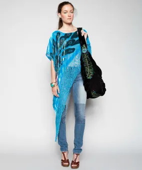 THE VERONA TURQUOISE PEACOCK PONCHO