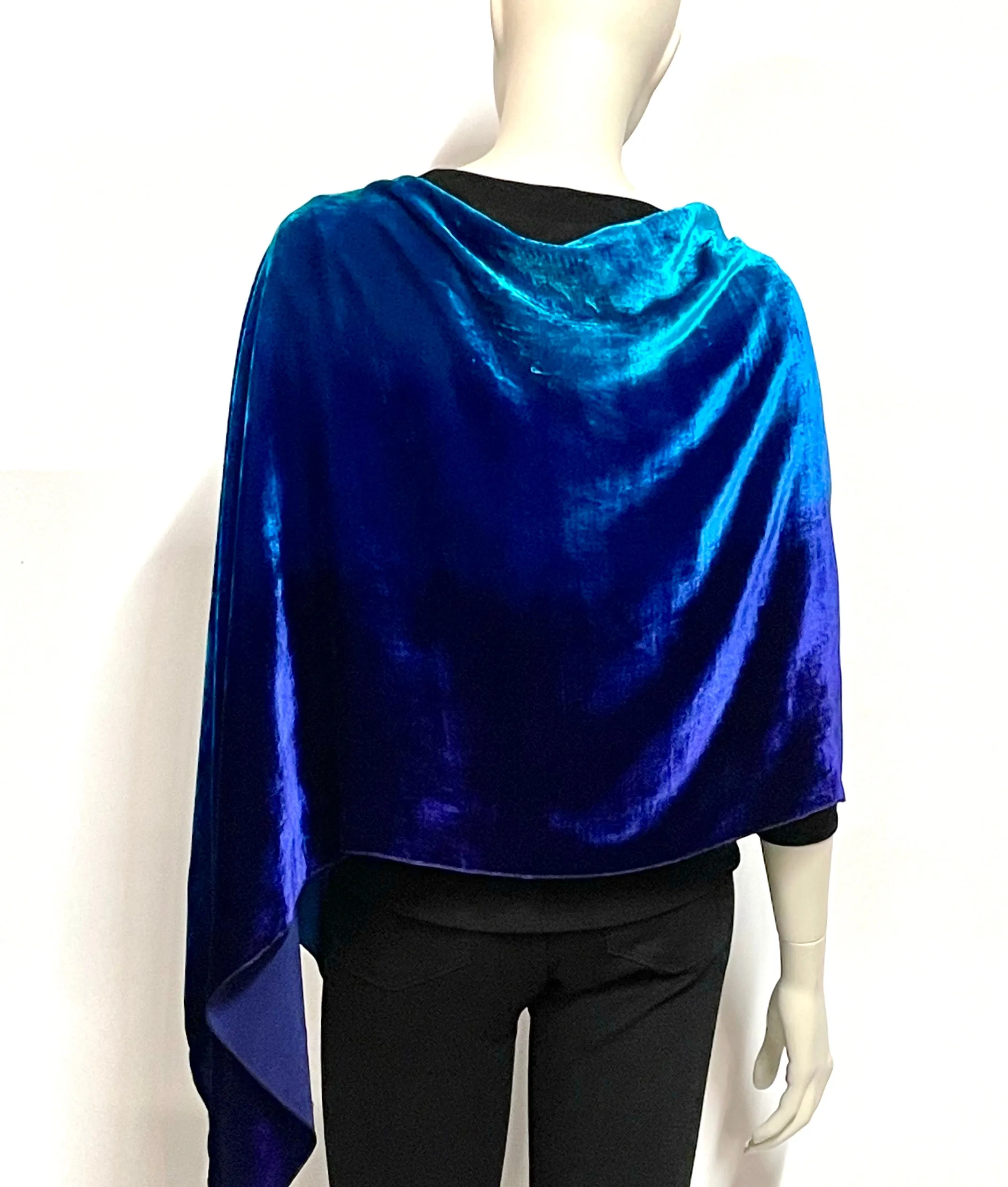 Velvet Poncho, in Ocean Blue