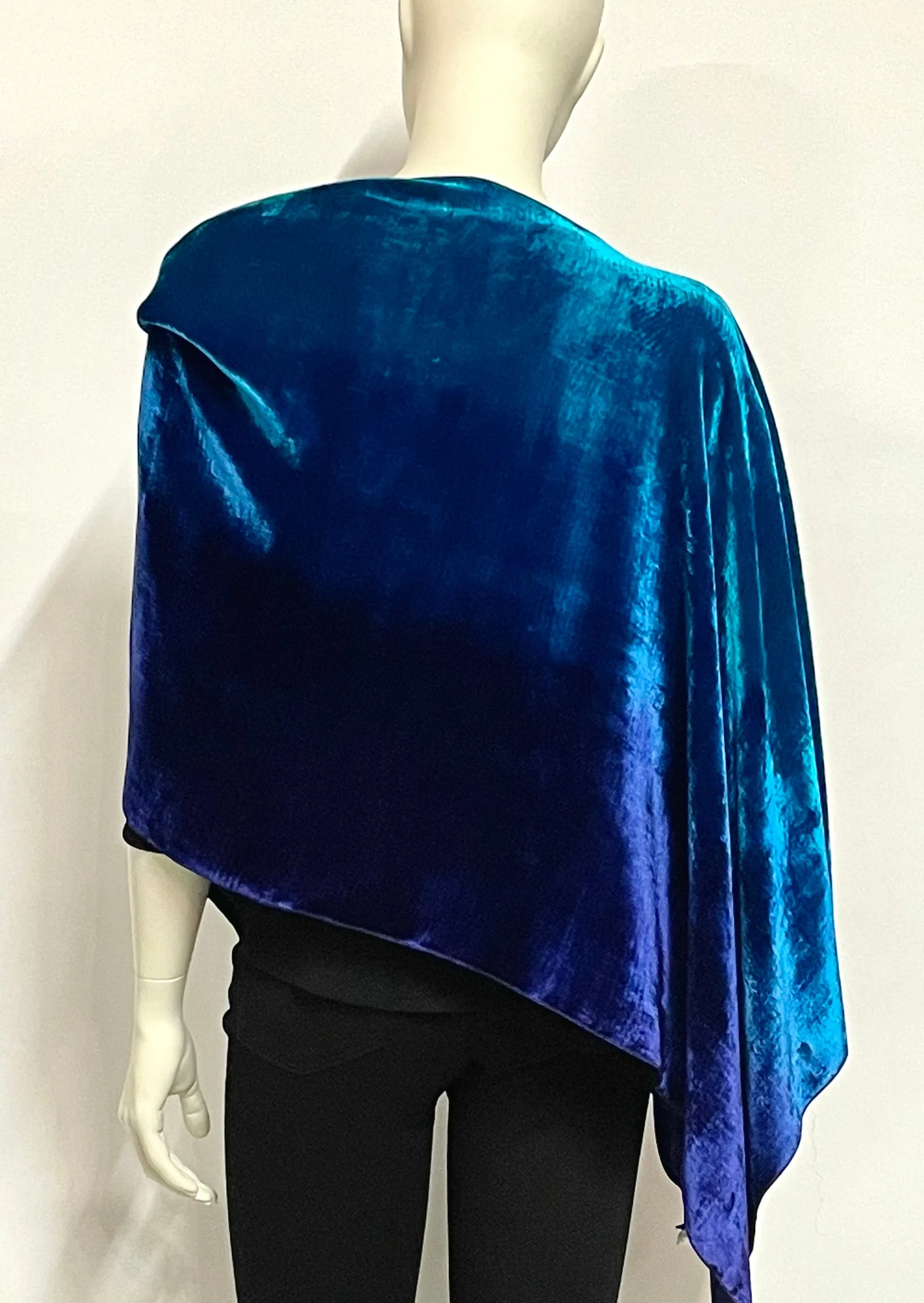 Velvet Poncho, in Ocean Blue