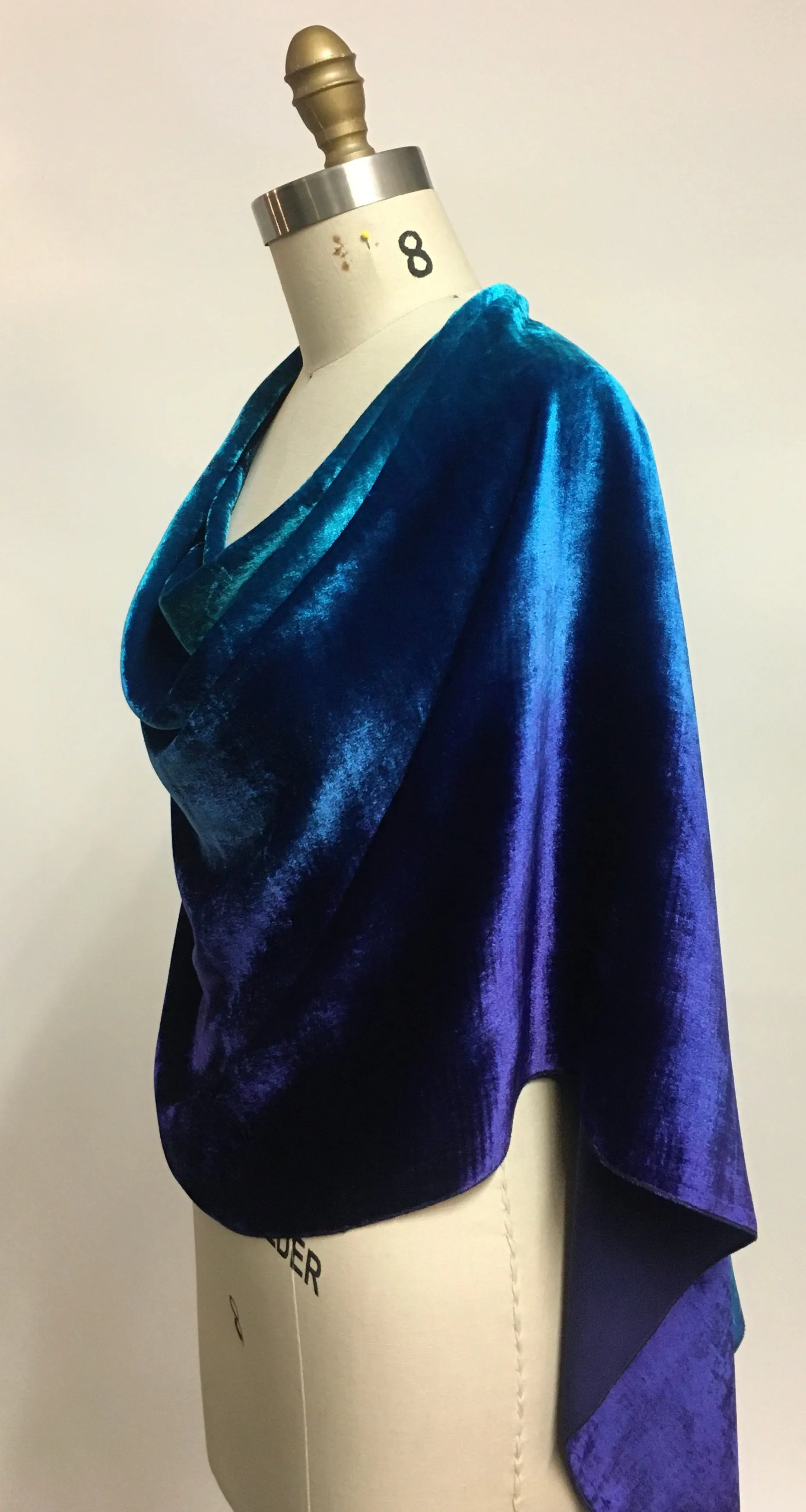 Velvet Poncho, in Ocean Blue