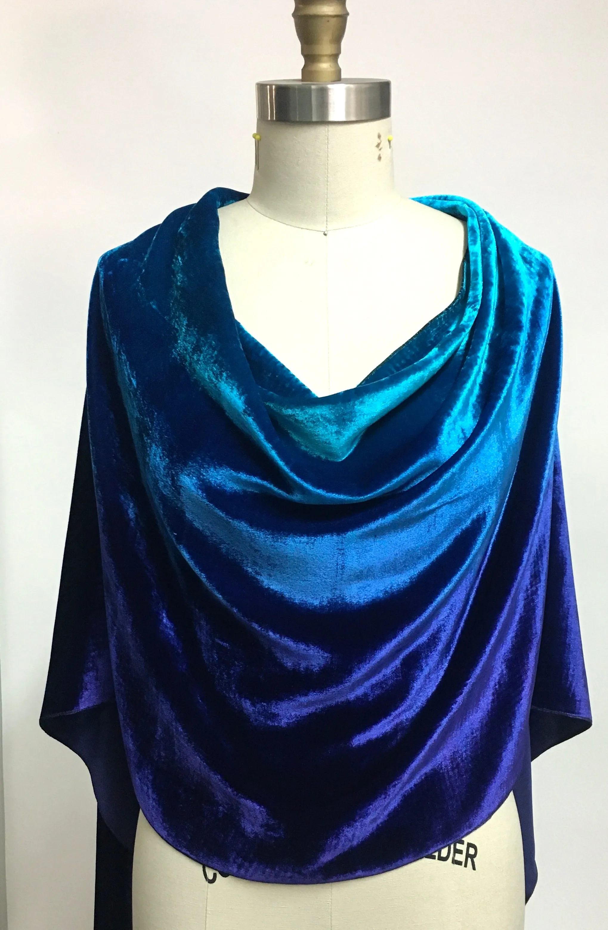 Velvet Poncho, in Ocean Blue