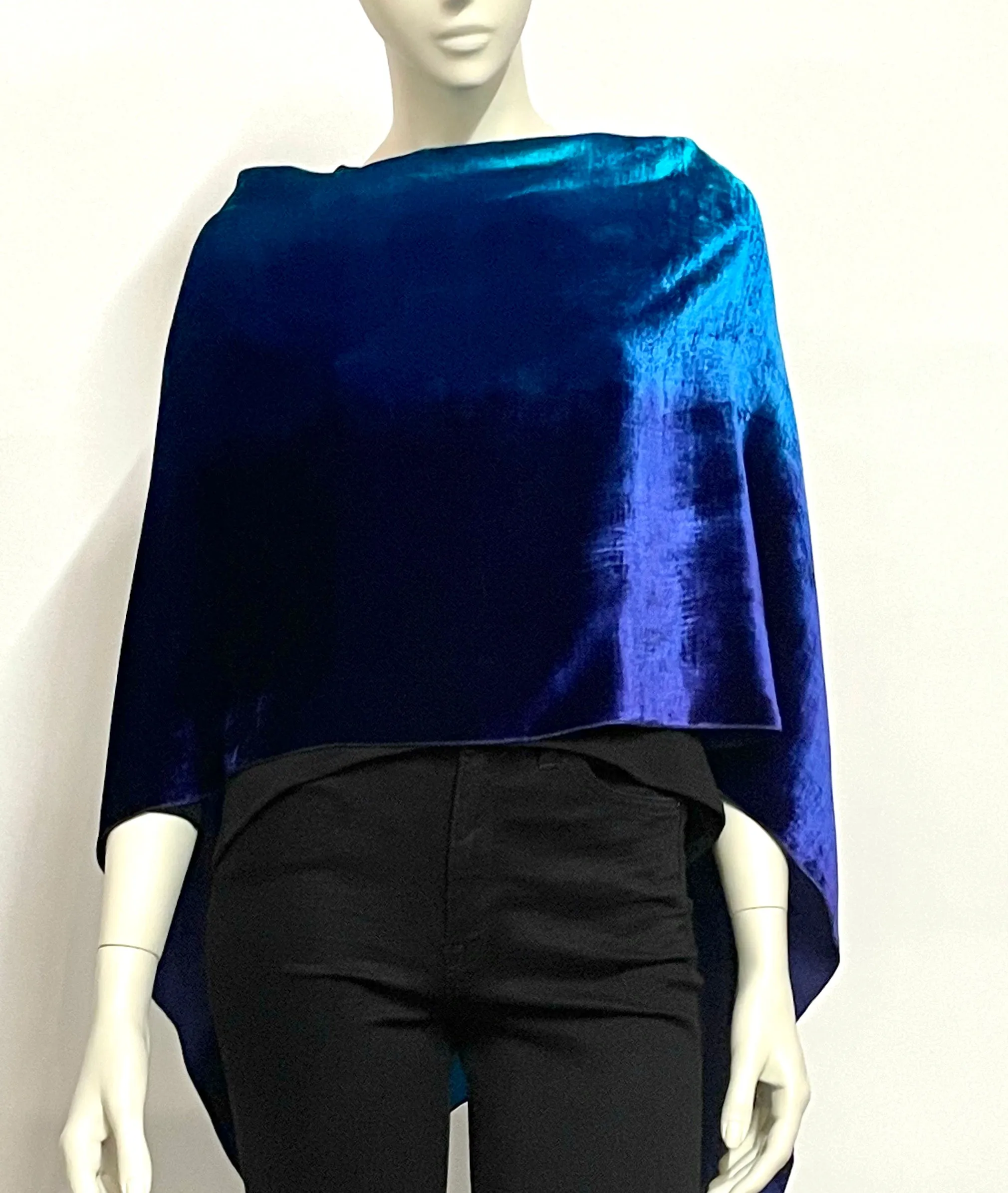 Velvet Poncho, in Ocean Blue