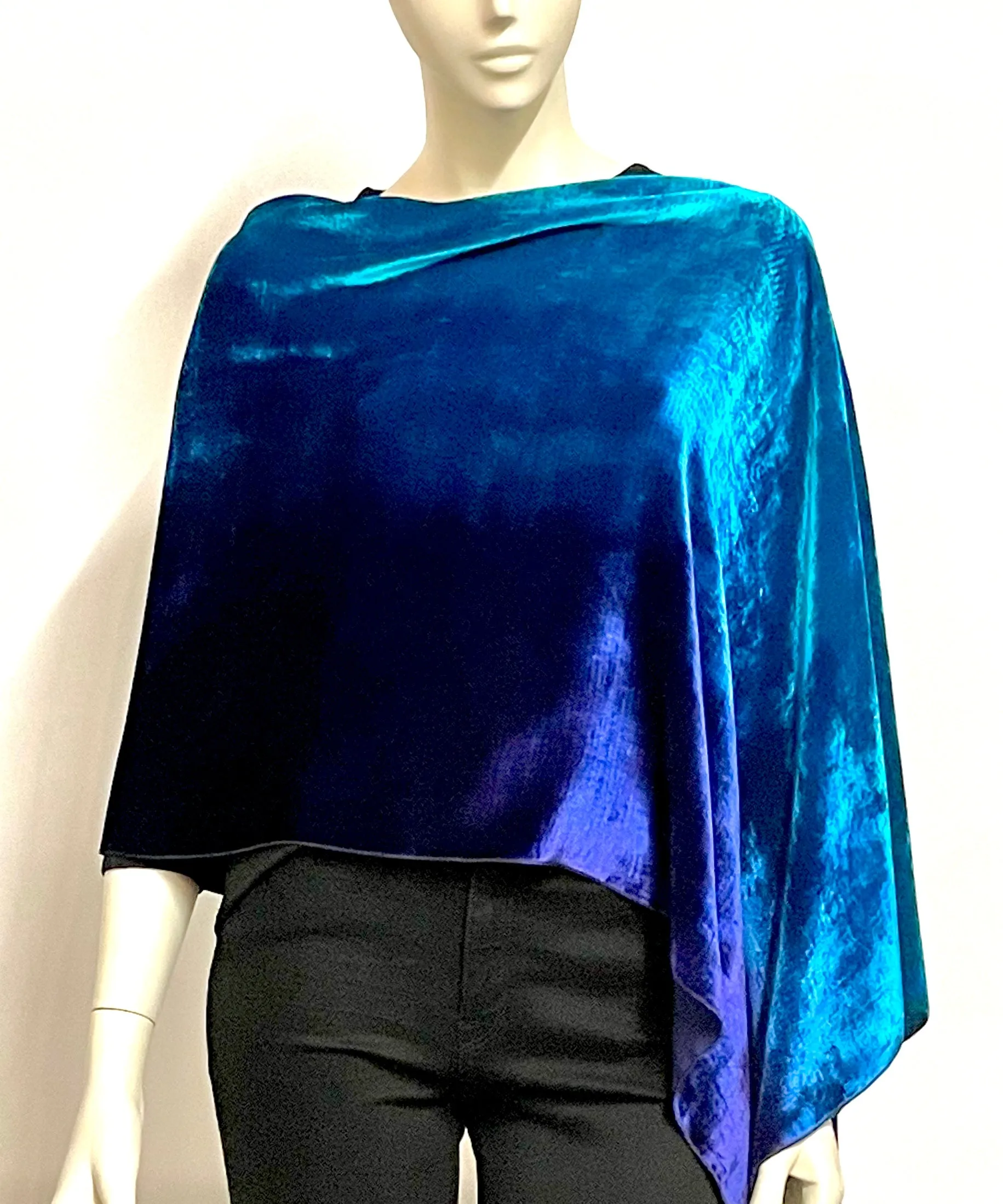 Velvet Poncho, in Ocean Blue