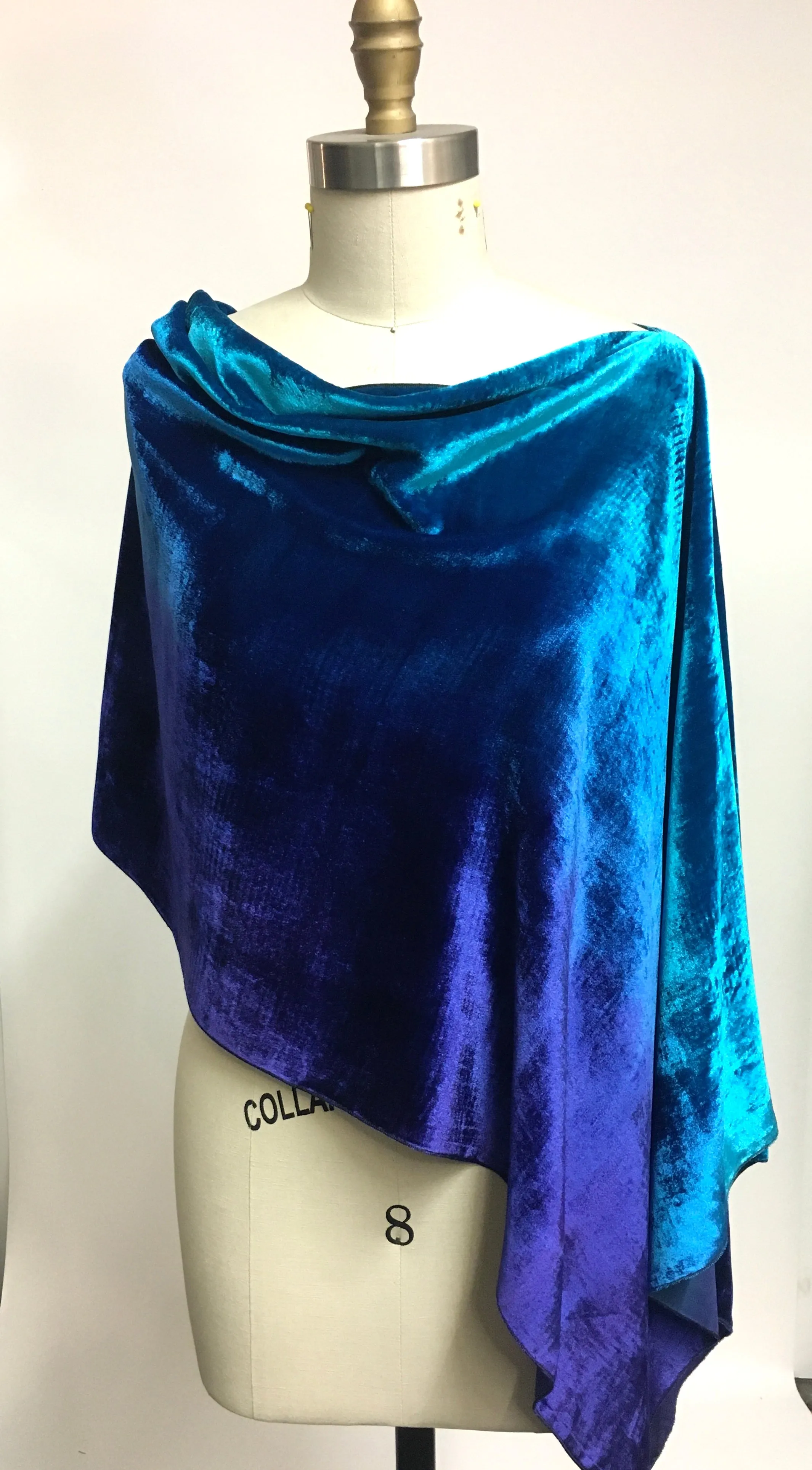 Velvet Poncho, in Ocean Blue