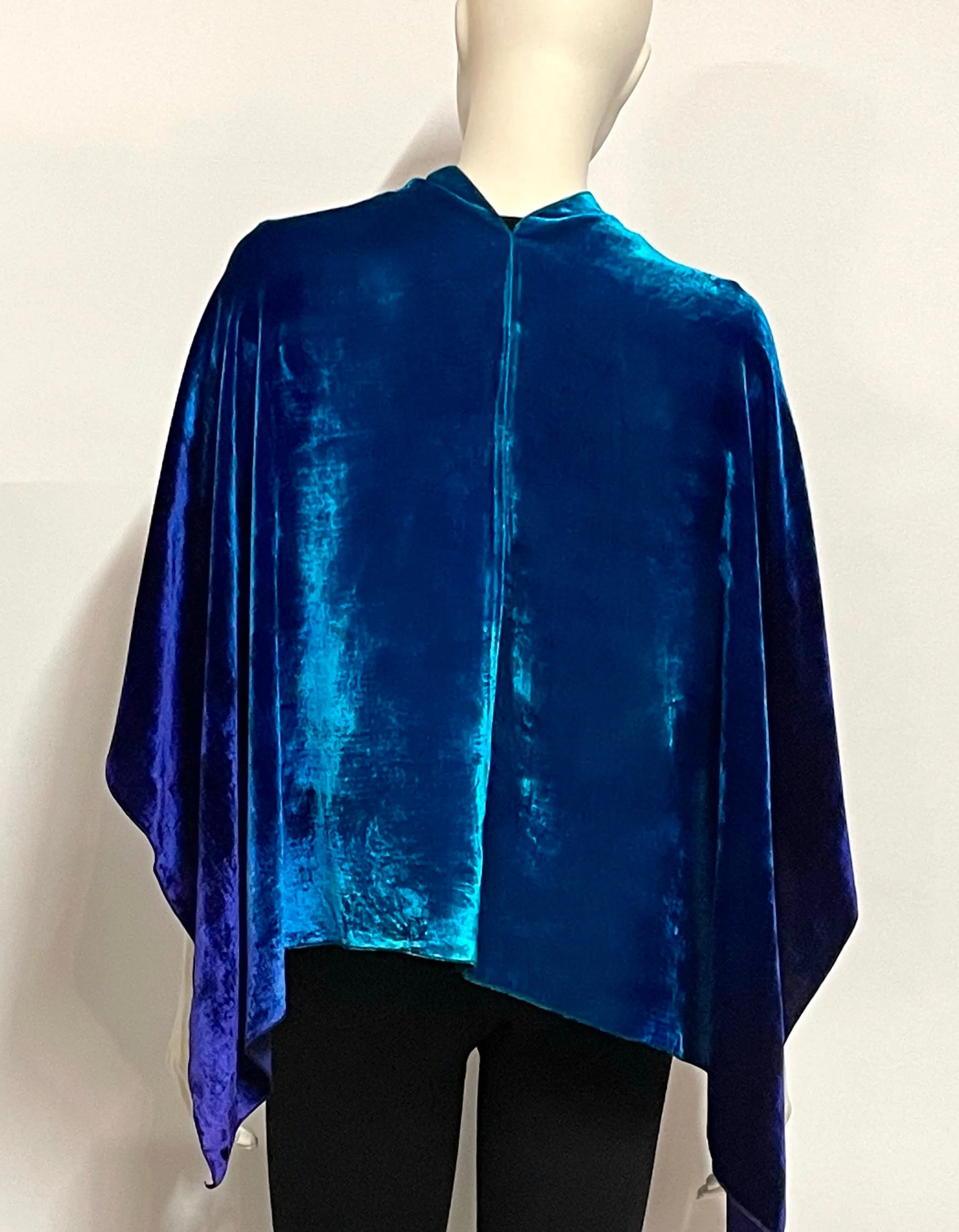 Velvet Poncho, in Ocean Blue