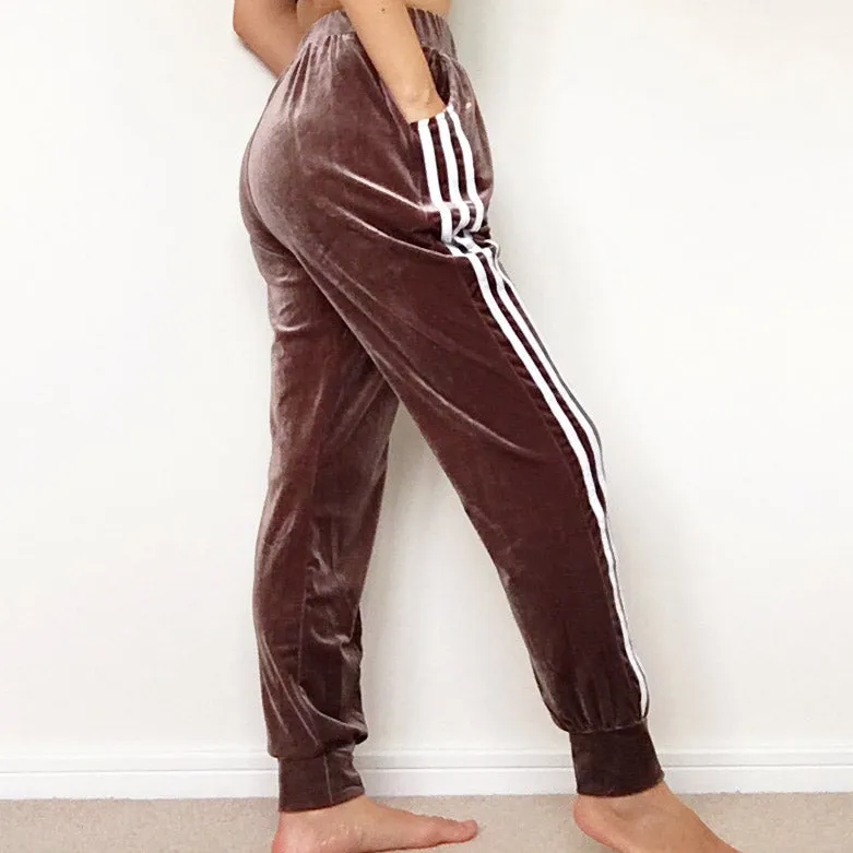 VELVET STRIPES JOGGERS TROUSERS