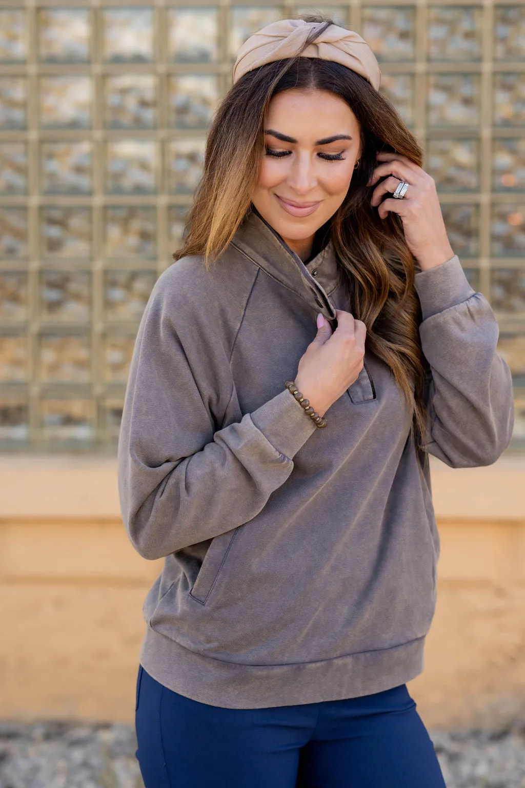 Velvet Trim Pullover