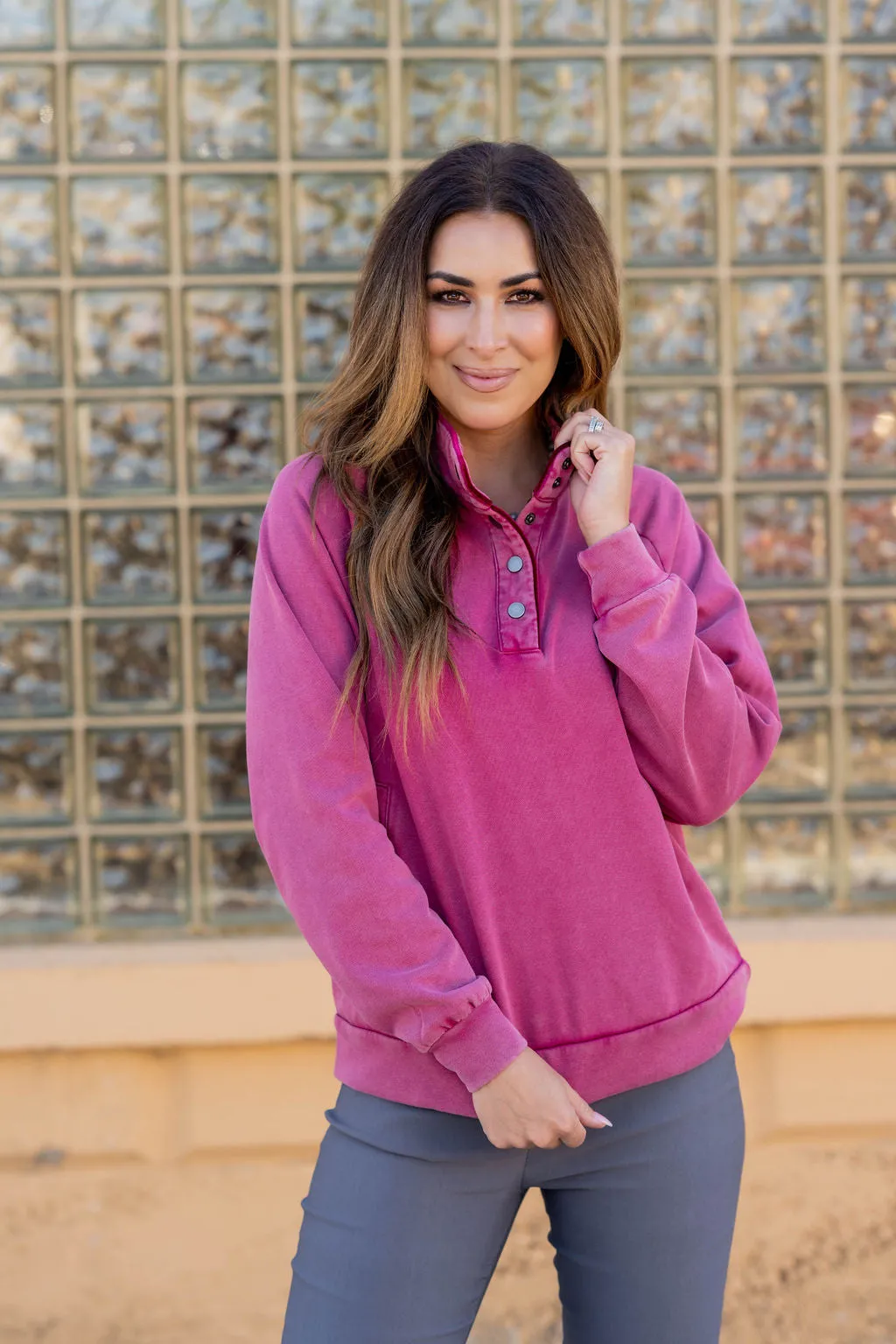 Velvet Trim Pullover