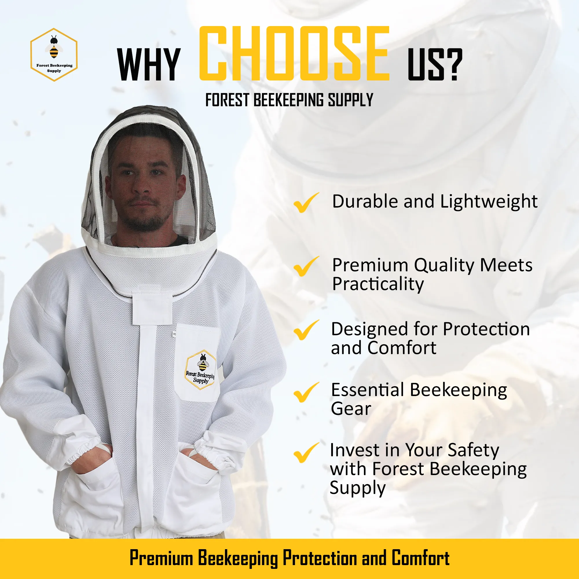 Ventilated Ultralight Beekeeping Jacket with Veil