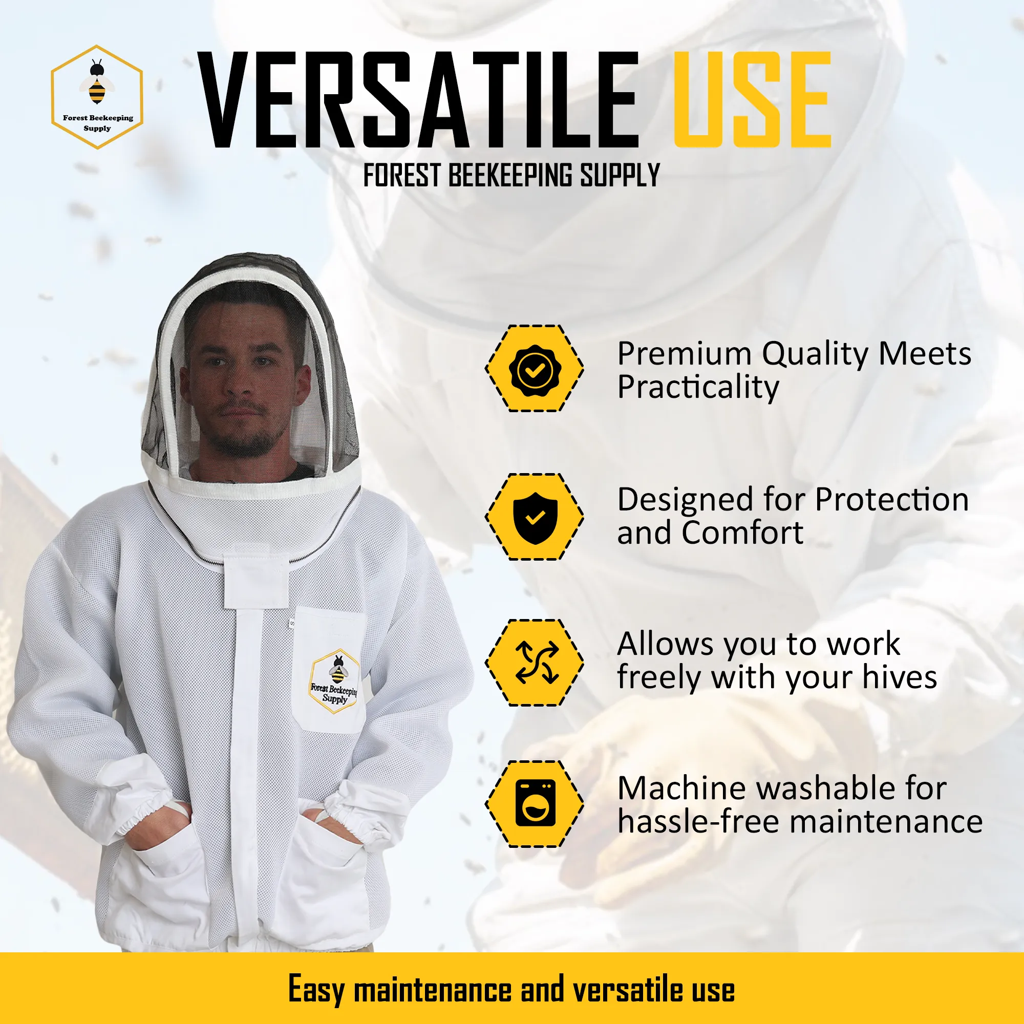 Ventilated Ultralight Beekeeping Jacket with Veil